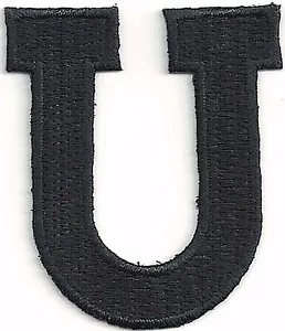 1 7/8" Tall Black Monogram Block letter U Embroidery Patch - Picture 1 of 1