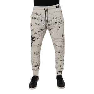DOLCE & GABBANA Pants White Logo Print Men Skinny Sweatpants IT46/W32/S 820usd - Picture 1 of 8