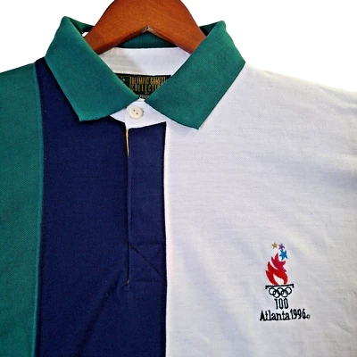 Camisa polo vintage Atlanta 1996 colección Juegos Olímpicos Avon para hombre M bloques de color Foto 1 de 4