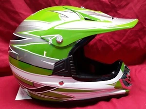 V-CAN Motocross Helmet - Green EC , Model V310 ATV, BMX, Carting Youth Size Medi - Picture 1 of 12