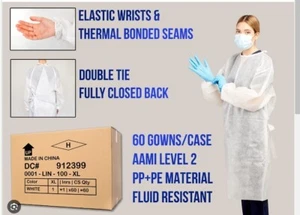 Isolationskleid mit elastischem Bündchen - weiß, XL Karton mit 59 - Bild 1 von 3