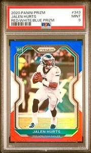 Jalen Hurts RARE ROOKIE RED WHITE BLUE REFRACTOR PRIZM INVESTMENT CARD SSP PSA 9 - Picture 1 of 6