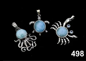 Colgantes Larimar Three Marine Life (al por mayor) plata de ley .925   - Imagen 1 de 2