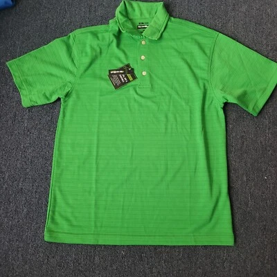 Polo de manga corta Bolle Golf Tech a rayas verde pequeño para hombre Foto 1 de 3