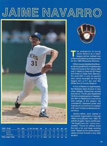 1990 Jaime Navarro  MILWAUKEE BREWERS  UNSIGNED  8-1/4 x 11  YEARBOOK PHOTO #1