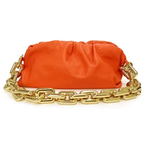 BOTTEGA VENETA The Chain Pouch Shoulder Bag Calfskin, Orange 620230 - Picture 1 of 11