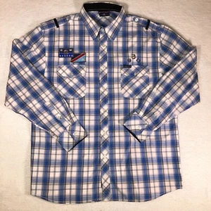 Camisa a cuadros de manga larga Mecca para hombre talla 2XL bordada con botones - Imagen 1 de 14