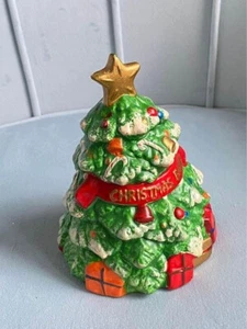 Vintage 1980s Christmas Tree Bank Chalk Ware/Ceramic Taiwan CMI Piggy Bank - Picture 1 of 9