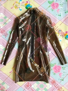 Vestido de goma látex negro transparente manga larga cremallera trasera - Imagen 1 de 1
