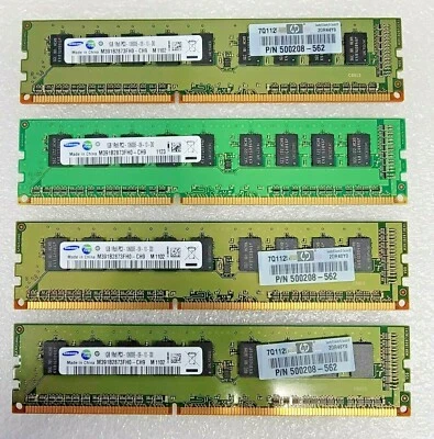 Samsung x4 1GB 1Rx8 PC3 10600E DDR3 CN M391B2873FH0-CH9 ECC Server Ram Memory  - Image 1 of 2