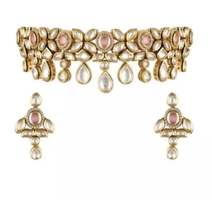 Anayah Jewellery MEHRYA PINK CENTRED TEAR DROP KUNDAN CHOKER SET New in Box - Picture 1 of 3
