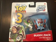 MATTEL BUDDY PACK TOY STORY 3 LASER BUZZ LIGHTYEAR SPARKS FIGURES DAMAGED CARD