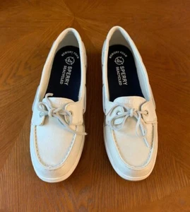 Damenschuhe Sperry Coastfish Canvas/Leder Memory Foam cremefarben Größe 10 - Bild 1 von 5