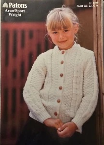 New Patons Knitting Pattern 4109. Girls Aran Cardigan. 22-32 inch. - Picture 1 of 1