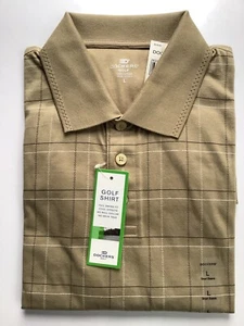 Camisa de golf Dockers para hombre grande beige a cuadros manga corta calce completo polo nueva con etiquetas - Imagen 1 de 4