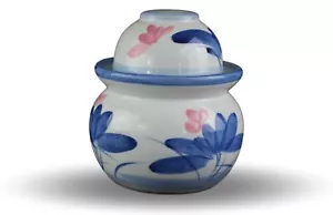 Porcelain Pickling Jar with 2 Lids Lotus Fermenting Pickling Kimchi Crock Foo... - Picture 1 of 2