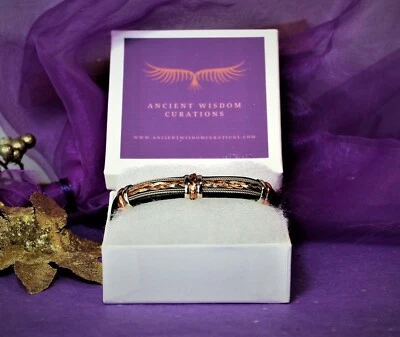 Cuff Bracelet/Copper and Black Leather-Handmade- Gift Box/Free Shipping-BL0105 - Image 1 of 4