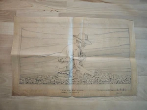 CUBAN ARTIST CIGAR BOX ART Drawing DESIGN Cigar Worker 1960s 17x11 inches - Picture 1 of 2