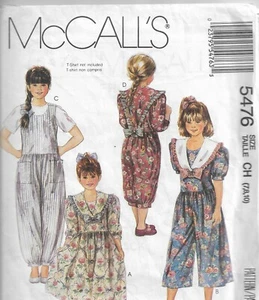 Patrón McCall's #5476-Vestido Niña-Mono 2 Longitudes-Cuellos Desmontables-7-8-10 - Imagen 1 de 1