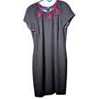 Liz Claiborne Vintage 90s Black Hot Pink Cut Out Trim Lined Dress Womens Size 16