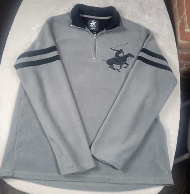 Мужская флисовая толстовка Beverly Hills Polo Club средний размер серая с длинным рукавом цвет Big Pony - Изображение 1 из 4