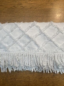 Vintage 43 X 8 1/2 Inches White Bates Chenille Bedspread border fringe - Picture 1 of 1