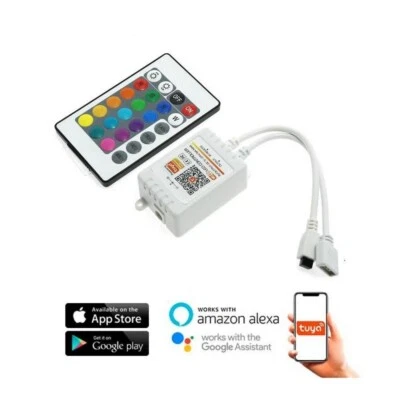Controller Smart Tuya WiFi mini Dimmer striscia Led RGB 12-24V con telecomando - Immagine 1 di 3