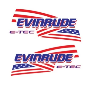 Evinrude E-Tec Decals Sticker Emblem ETEC Boat Outboard Motor Flag 50-200 Model - Picture 1 of 1