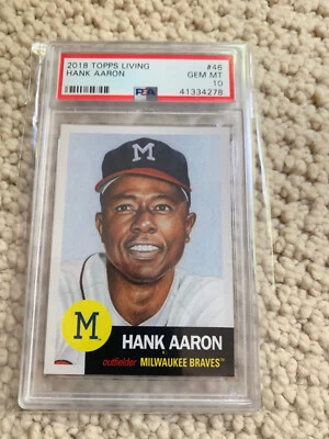 PSA 10 GEM MINT BASEBALL CARD HOF HANK AARON MILWAUKEE BRAVES 2018 TOPPS LIVING - Image 1 of 2