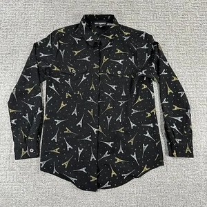 Karl Lagerfeld Paris Shirt extra klein schwarz Eiffelturm geknöpft Top Damen - Bild 1 von 14