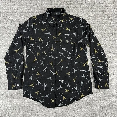 Camisa Karl Lagerfeld Paris Extra Pequeña Negra Torre Eiffel Abotonada Top Mujer Foto 1 de 4