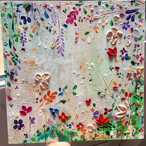 Abstract 3d Floral Expressionism.Oil painting.Textured.Home decor.Art original - Picture 1 of 5