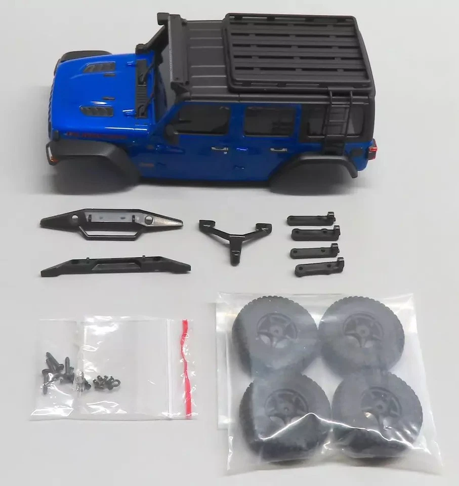 Juego de carrocería azul metálico Kyosho Mini-Z Jeep Wrangler Rubicon ACC Foto 1 de 1