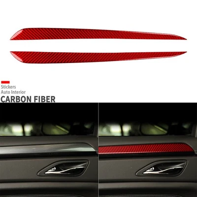 Cubierta de panel de puerta trasera interior de fibra de carbono roja para Cadillac SRX 2010-2016 Foto 1 de 4