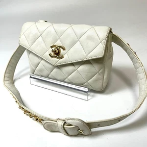 Bolso Chanel Matelasse Turnlock Cadena Cintura Blanco De JAPÓN - Imagen 1 de 20