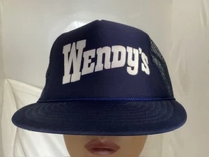 Gorra de camionero Wendy's de colección gorra de malla azul ajustable billete plano - Imagen 1 de 7
