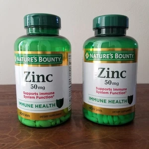 2x Nature's Bounty ZINC  pack - 50mg, 400 ct, Supports Immune Health Exp 07/2028 - Picture 1 of 5