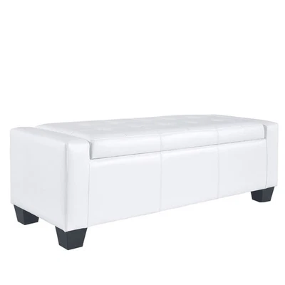 Banco otomano de almacenamiento acolchado de cuero sintético de 50,5" para sala de estar entrada dormitorio Foto 1 de 4