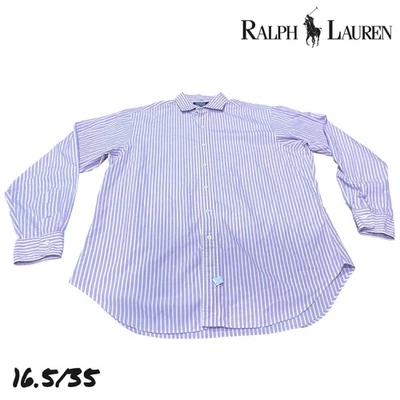 VTG 90s Mens Polo Ralph Lauren Button Up Shirt 16.5-35 Purple White USA Made - Image 1 of 4