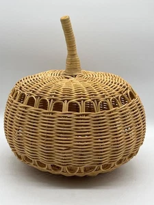 Gewebter Kürbis Natur Rattan Deko Akzent an Schwelle - Bild 1 von 3