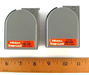 2 New Mitutoyo Snap-Lock 12 ft Tape Measures #980-606 w/Retractable Belt Clip - Picture 1 of 8