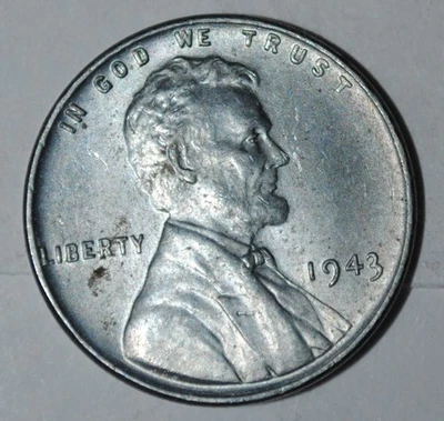 1943 Lincoln Wheat Cent  Steel Cent {{{6A19 - Image 1 of 3
