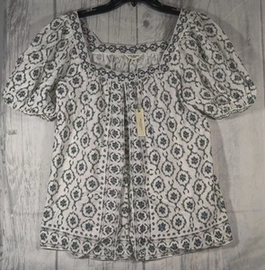 Max Studio Blouse Top Peasant - Square Neck - Floral - Size Extra Small XS - Picture 1 of 5