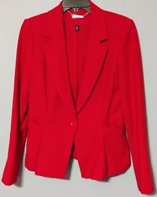 Traje Chaqueta Blazer Casa Blanca Mercado Negro Mujer 6 Bolsillos Forrado Elástico Rojo Foto 1 de 4