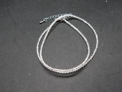 Collana con perle rotonde micro sfaccettate al quarzo trasparente 18"... - Immagine 1 di 4