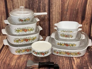CORNINGWARE SPICE OF LIFE HUGE LOT 1/2 QUART 10x10 CASSEROLE PETITE VINTAGE LIDS - Picture 1 of 20