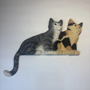 Vtg Corner Cat Sculpture 1993 Wall Plaque Young Concepts 2 Cute Cats - Picture 1 of 15