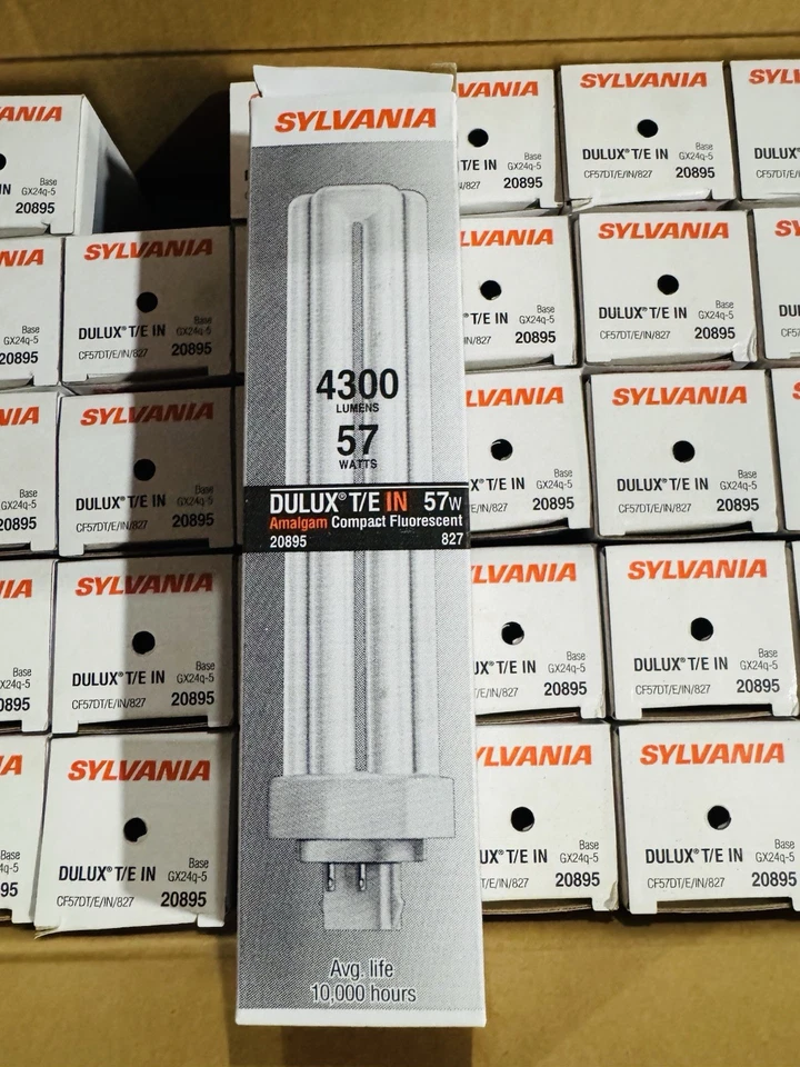 Sylvania Dulux T/E IN 57W CFL GX24q-5 4-Pin Bulbs – Case of 50 – New - Image 1 of 4