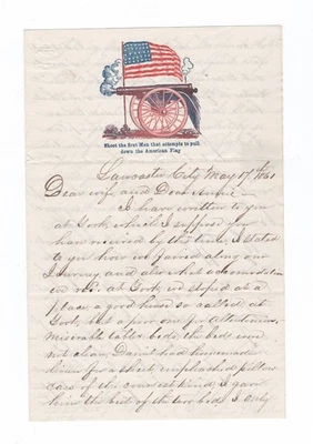 1861 Excelente Carta Descripción de Lancaster, Pennsylvania ¡Durante la Guerra Civil! Foto 1 de 3