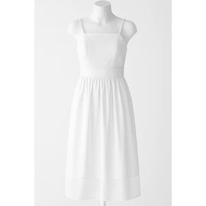 Banana Republic Lederkleid Damen 4 weiß Midi Resort minimalistisch elegant schick - Bild 1 von 7